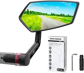 Bike Mirror Bar End Bike Mirror, Rotatable Bicycle Mirror, Automotive Grade Glass Bike Side Mirrors, Scratch Resistant E-Bike Universal Rearview Mirrors for Mountain bike (Right)