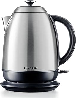 K640 Stainless Steel Electric Tea Kettle with Auto Shut-Off and Boil Dry Protection, 1.7 Liter Cordless Hot Water Boiler with Swivel Base, 1440W,Retro Silver