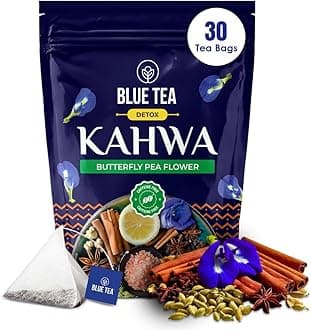Detox Kahwa Butterfly Pea - 30 Tea Bags - Plant Based || DETOX BLEND || Caffeine Free - Improves Immunity - No-Additives - All Natural - Non-GMO - Non-Bitter | Ziplock Packaging