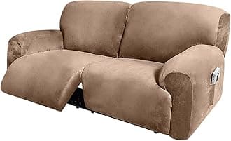 ULTICOR Extra Wide 75" - 100", Reclining 2 Seater Sofa, Extra Wide Reclining Love Seat Slipcover, 6-Piece Velvet Stretch, Reclining Sofa Covers, Thick, Soft, Washable (Sand)