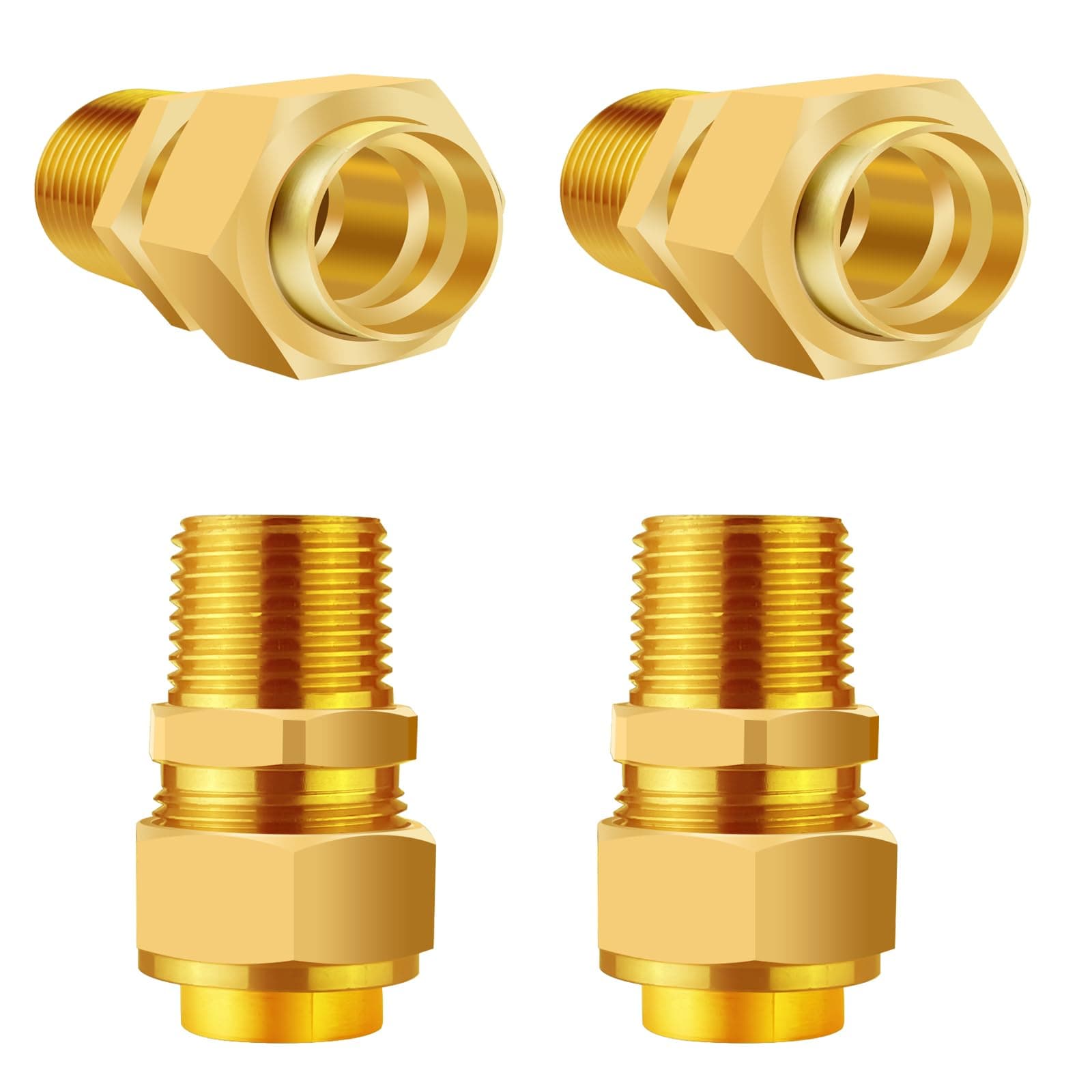 4 Pack 1/2'' CSST Male NPT Pipe Fitting Kit Brass Natural Gas Quick Connect Adapter Grill Propane Conversion Connector