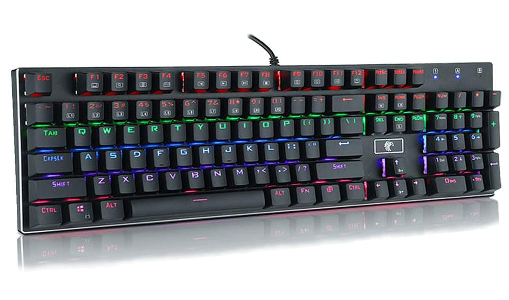 E Element Z-77 Multicolor Backlit Keys Mechanical Gaming Keyboard with Blue Switches - Replaceable Switches (Black（Colorful Version）)