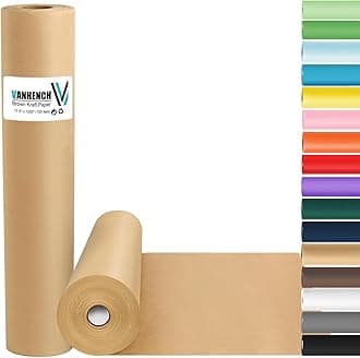 Vanhench Brown Wrapping Paper Roll, Craft Kraft Packing Paper 17.5"x 1200"(100') for Birthday Gift Bulletin Board Arts Bouquet Flower Table Covering Poster Moving Supplies 70GSM 50LB