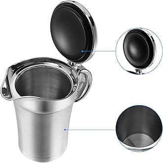 Peohud Gravy Boat, 304 Stainless Steel Double Insulated Sauce Jug with Hinged Lid, 25 Oz Gravy Warmer Pitcher for Home and Kitchen