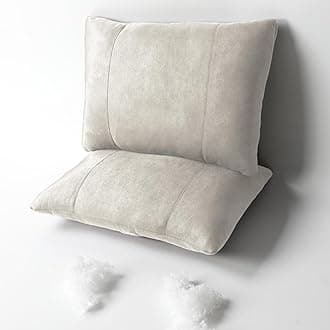 Lumbar Support Pillow,17x11 Suede Drive car Back Pillows,refillable&Multipurpose Plant-Based Polyester seat,Office,Sofa,Rest,Improve Posture(Off-White, Lumbar Pillow 2pcs)