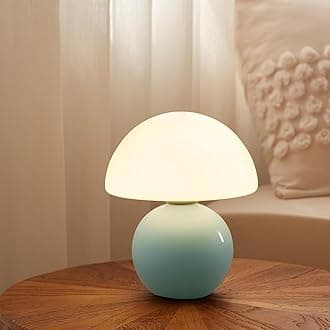 Dawnwake Mushroom Lamp Table Lamp for Bedroom,Desk Bedside Small Lamps for Living Room Night Stands,Mushroom Decor Cute Mini Modern Mid Century Lamps,Unique Aesthetic Home Living Room Decor(Blue)