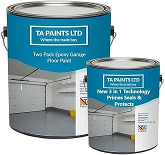 T A Paints Ltd Two Pack Epoxy Resin Garage Floor Paint 3 In 1 Primer Sealer Protect Heavy Duty 2k Industrial Factory Coating Concrete Stone Brick (2.5L BS 08 E 51 Yellow)