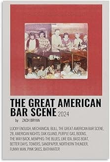 GPWDIEJB Zach Bryan The Great American Bar ScenePoster Canvas Art Oil Painting Wall Painter Home Music Album Celebrity Painting Classical Decorative Wall ArtUnframe-style-1312x18inch(30x45cm)