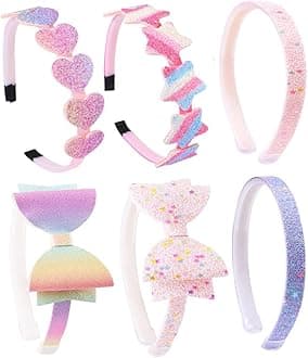 Shining Diva Fashion 6 PCS Latest Stylish Headbands Hairband Hair Bands for Kids Girls Teens Women Baby Glitter Bow Heart Star Hair Accessories Birthday Gifts for Women (16010hb)