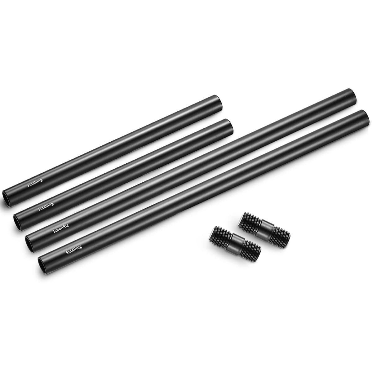 4PCS 15mm Rods Pack with 2PCS Threaded Rod Connectors, Come with 2 x 30cm(12") and 2 x 20cm(8") M12 Threaded 15mm Aluminum Rods - 1659