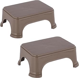 Kuber Industries Pack of 2 Durable Bathroom Stool for Bathing | Comfortable Indoor Machiya for Sitting | Senior Citizens Bath Stool & Adults Patla Chair for Home | Plain P6 - Brown