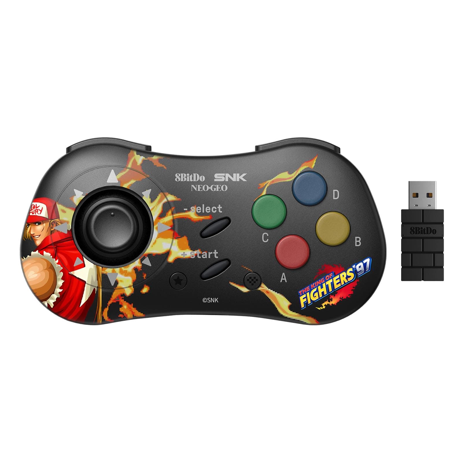 8Bitdo Terry Bogard Style SNK Neo Geo CD Bluetooth Controller, Compatible with Windows PC, Android and Neo Geo Mini