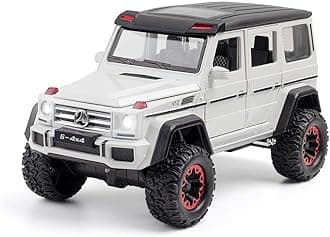 1/24 Big Mercedes AMG G500 4X4 Toy Car Metal Pull Back Diecast Car with Openable Door and Sound Light, Gifts Toys for Kids【 White 】