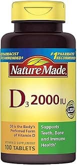 Nature Made Vitamin D3 2000 IU Tablets 100 ea (Pack of 10)