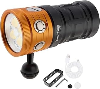 SecurityIng Diving Light for Underwater Photography, DVF01 25000 Lumens, 100m Underwater Video Light, Aluminum Alloy Diving Flashlight with Type-C Charging Waterproof Flashlight for Photography