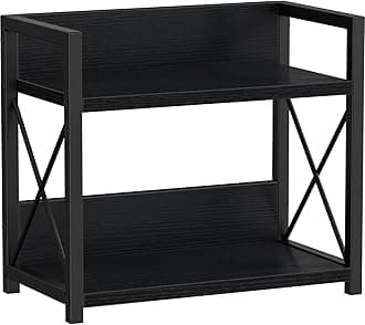 Giikin Kitchen Counter Shelf, 2 Tier Kitchen Spice Rack Organizer for Countertop, Wood Coffee Bar Organizer for Home (Black, S)