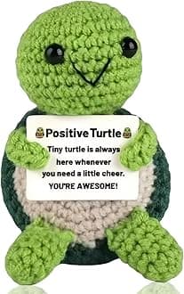 Positive Turtle,Emotional Support Turtle Gift,Mini Knitted Turtle Tiny,Positive Emotional Support,Positive Cro/chet Animals,Emotional Support Gift,Turtle Gifts Women,To/ys with Positive Card Knitted