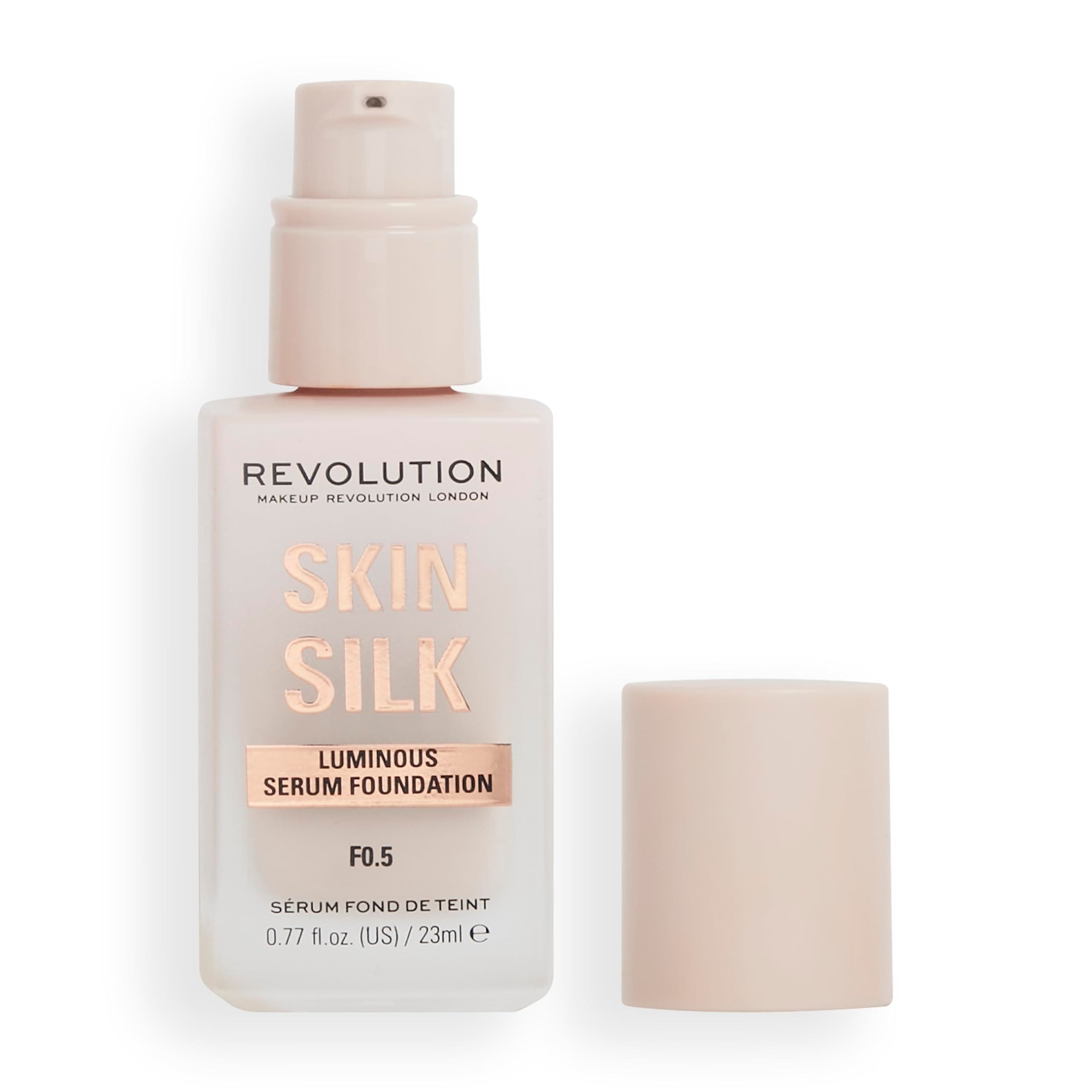 Makeup Revolution, Skin Silk Serum Foundation, Light to Medium Coverage, Contains Hyaluronic Acid, F0.5, 23ml