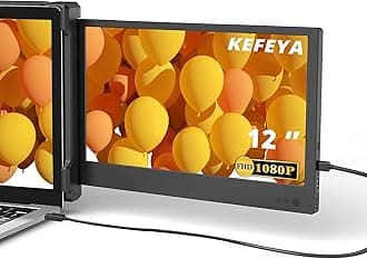 KEFEYA Laptop Screen Extender, Portable Monitor for Laptop 12" Full HD IPS Display, Dual Monitor Extender Compatible with 13-16 Inch Windows, Chrome & Mac