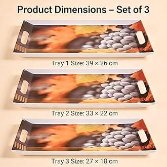 Melamine Villori Series Serving Tray (Small, Medium and Large Size, Multicolor) - Set of 3