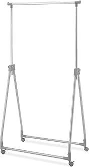 Whitmor Foldable Garment Rack - Rolling Clothes Hanger - Adjustable Height