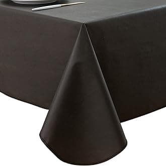 LIBERECOO Vinyl Tablecloth with Flannel Backing Black Linen Texture Pattern Table Cloth Stain-Resistant Table Cover for Home Dining and Outdoor (Black, 60 x 120 Inch (10-12 Seats))