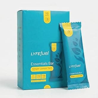 - LyfeFuel Essential High Protein Bars | Meal Replacement, Vegan, 12g Plant-Based Low Carb Protein Bars for Intermittent Fasting - High Fiber, MCT Oil, 21 Organic Vitamins & No Sugar | 10 Servings | Lemon Ginger Tart