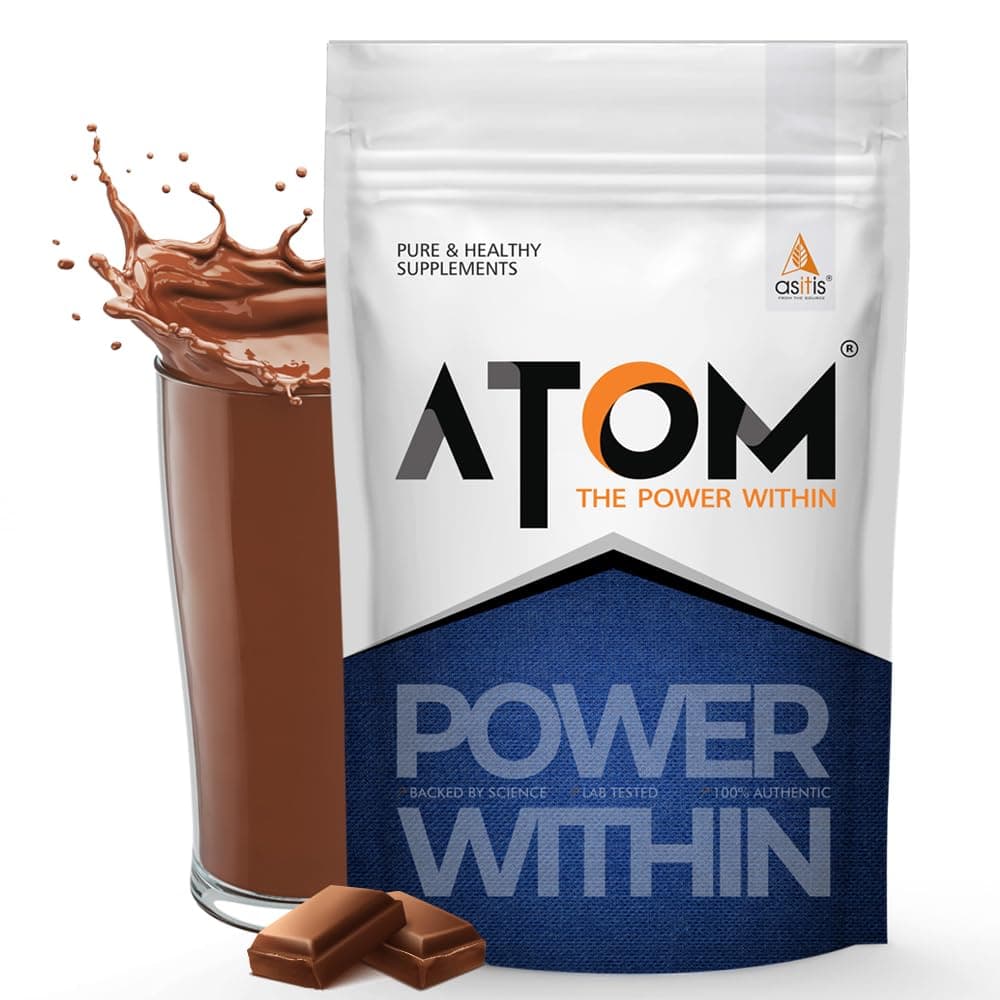 AS-IT-IS ATOM PWR Mass Gainer 1 Kg | Pack of 13 servings | 5:1 Carb-Protein Ratio | Powered with BCAA, L-Glutamine, Tribulus, Ashwagandha | Double Rich Chocolate flavor
