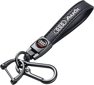 Genuine Leather Key Chain for Audi Keychain KeyRing for Men and Woean Accessories Black