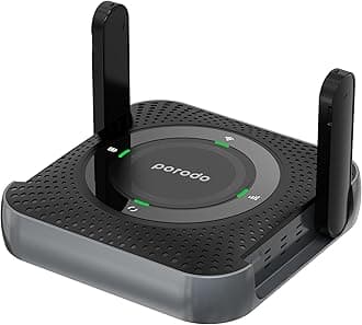 Porodo Wireless Router, 4G/LTE Home & Outdoor Portable, up to 10 Devices support, 12H Working Time, 100Mbps LAN, 100Mbps 4G Router, 40M Signal Distance, CPE/Mifi, Portable router, 2×Wi-Fi Antennas.
