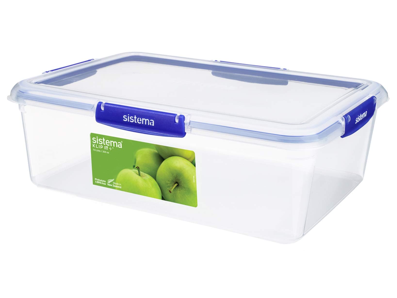 KLIP IT PLUS Food Storage Containers, 7.5 L Rectangle, Stackable & Airtight Fridge/Freezer Food Box with Lid, BPA-Free Plastic