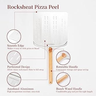 15x12 Inch Pizza Stone & 12 Inch Rotatable Pizza Peel Set, Baking Stone with Non-Stick Aluminum Peel, Spatula with Beech Wood Handle, Cordierite Bread stone for oven