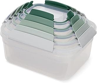 Nest Lock Plastic Food Storage Container Set with Lockable Airtight Leakproof Lids, 5 Piece, Sage
