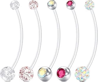 LAURITAMI Pregnancy Belly Button Rings 14G Clear Acrylic Bioflex CZ Sport Maternity Belly Navel Ring Barbell Body Jewelry Piercing