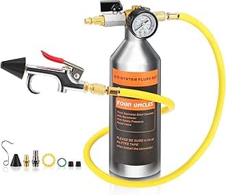 FOUR UNCLES AC Flush Kit - Air Conditioner System Cleaning Tool Set with Stainless Steel Canister and Nylon Hose & Flushing Spray Gun for R134a R12 R22 R410a R404a(Not Includes Flush Solvent)