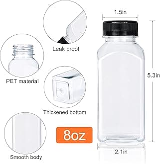 DANALLAN 30 Pack 8oz Empty Plastic Juice Bottles with Leak-Proof Caps Food Grade Recyclable Bulk Beverage Containers Clear PET Plastic Bottles for Homemade Juice, Smoothie, Milk and Drinks