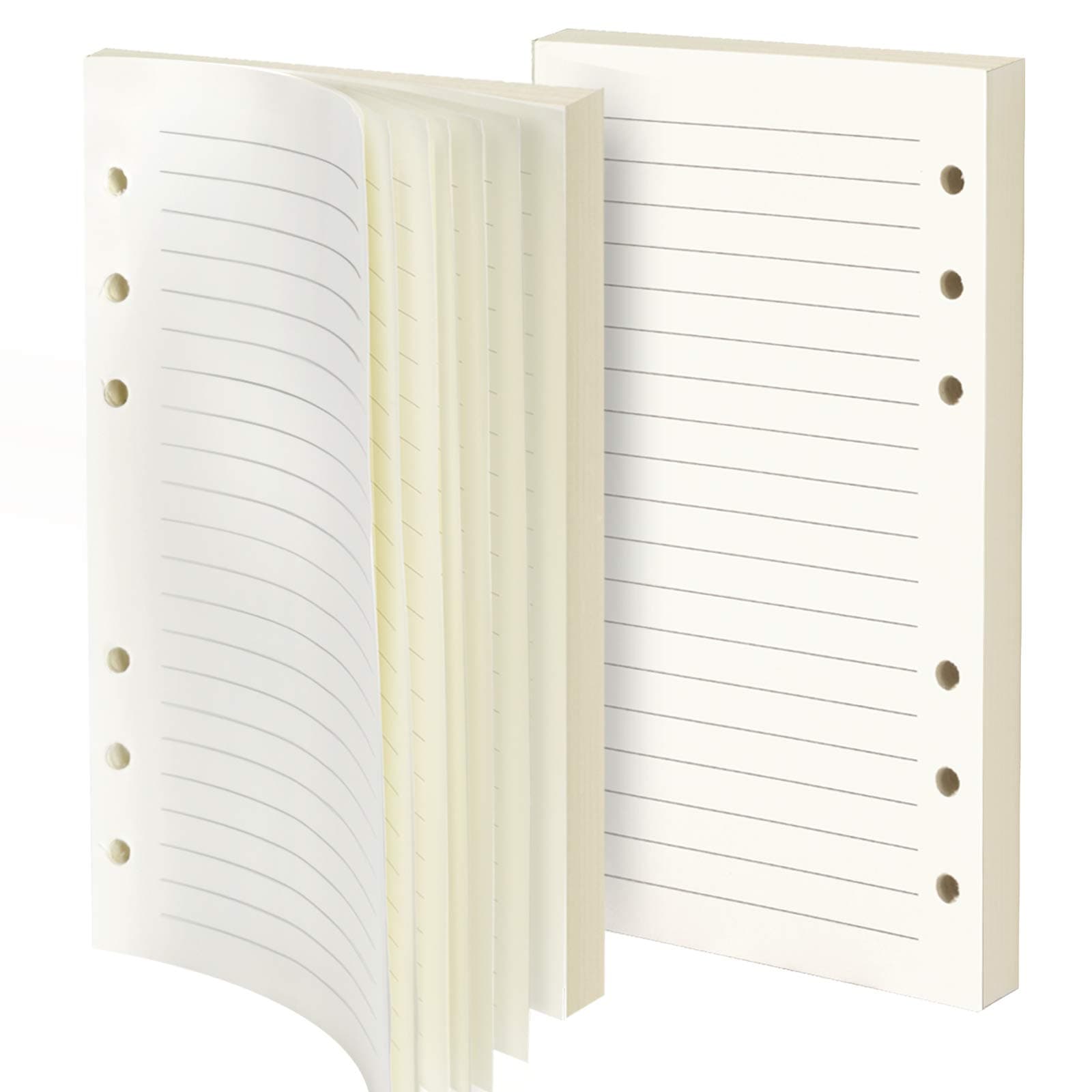 Refill Lined Paper, Leather Journal Refills Lined, 6-Holes Inserts 320 Pages for A6 Refillable Journals Notebooks, 2 Pack(Each Pack 160 Sheet)