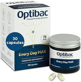 Optibac Probiotics Every Day MAX - Advanced Maximum Strength Vegan Digestive Probiotic Supplement with 75 Billion Bacterial Cultures - 30 Capsules