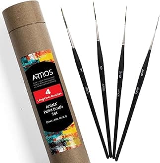 ARTIOS Professional Detail Liner Brushes Set - 4 Fine Tip Paint Brushes with Premium Synthetic Bristles for Acrylic, Oil, Watercolor & Gouache - Ideal for Detailing & Painting - Includes Brush Holder