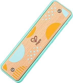Hape Blues Harmonica E8916 10 Hole Wooden Musical Instrument - Blue/Green
