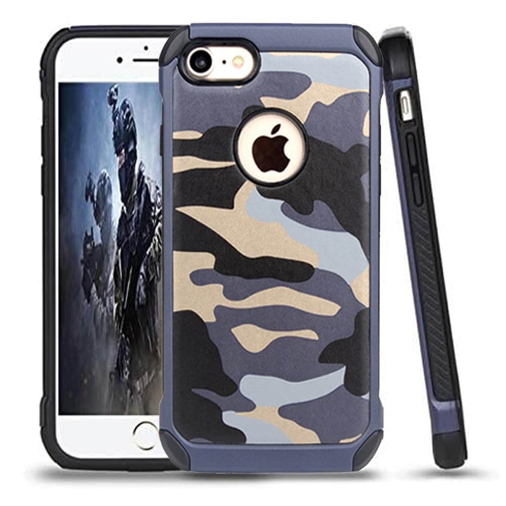 for iPhone 6/6s case,Heavy Duty Protective Bumper Shockproof Armor Ultra Hybrid Rugged Camouflage Case for iPhone 6/6S-Blue