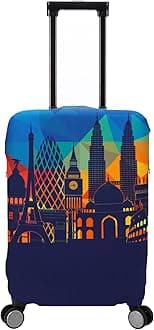 Travel Luggage Cover Protector Washable Suitcase Cover Fits 23-26 Inch Luggage, Blue, Landmark