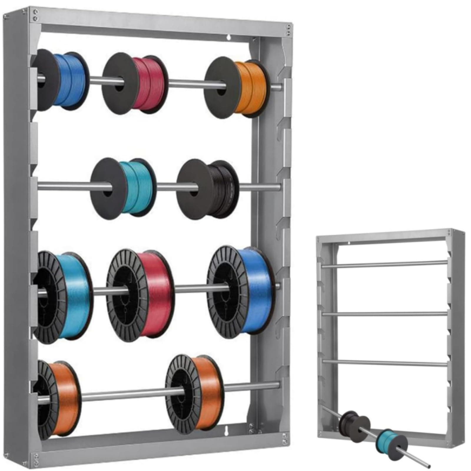 tonchean Wire Spool Rack, Wire Spool Holder Wall Mounted, Cable Dispenser with 4 Rods Steel Ribbon Organizers Storage Cable Roller Display Holder Distribution for Electrical Industrial Retail Home DIY