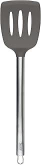 Tovolo Elements Stainless Steel Handled Slotted Turner, Kitchen Gadget for Food and Meal Prep,Charcoal