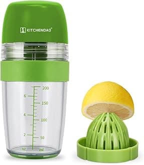 KITCHENDAO 2 in 1 Salad Dressing Shaker Bottle with Juicer, Dishwasher Safe, BPA Free, Pour Spout, Soft Grip - Travel Homemade Oil and Vinegar Salad Dressing Container Mixer Dispenser, 1 Cup