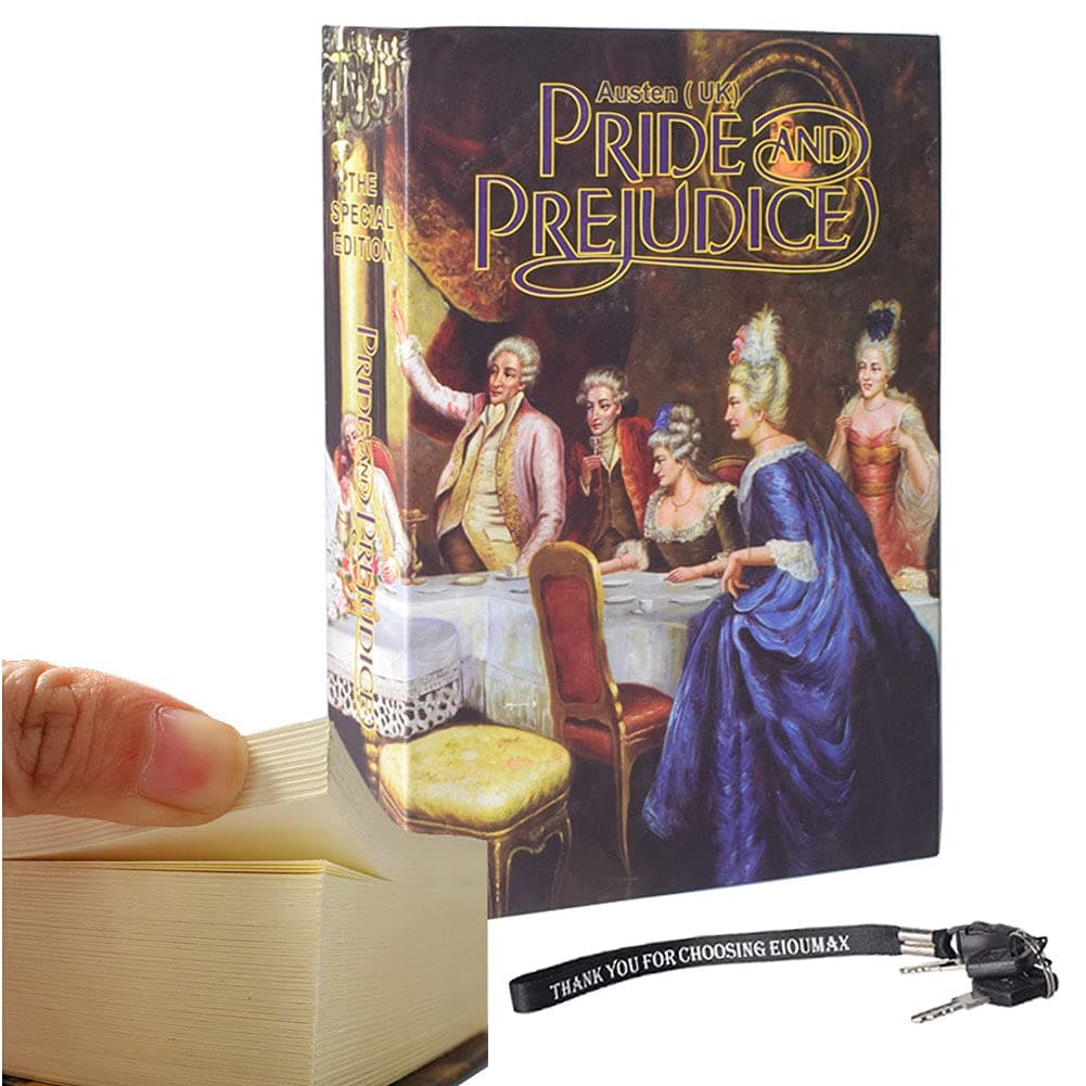EIOUMAX Diversion Book Safe with Real Paper Pages, Secret Hidden Safe Box with Key Lock for Cash and Valuables, Vintage Safe Book Stash Box for Home Office, Unique Security Gift - Pride and Prejudice
