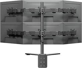 Hex Six Monitor Desk Mount Arm, 6 Screen Fully Adjustable Bracket Stand Fits Screens up to 32 inch, 19.8 lbs Weight Capacity per Screen, Black HLX35JX-6P