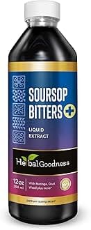 Herbal Goodness Soursop Bitters Liquid Drops, 10 in 1 with Moringa, Papaya, Burdock & Ginger, Organic Serene Soursop Bitters - Gut Support & Natural Body Detox Herbal Tonic | Vegan, Non-GMO, 12 Fl Oz