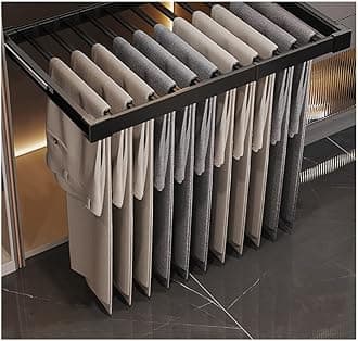Pull Out Trousers Rack Clothes Organizers Extendable Trousers Rack Wardrobe Pull-Out Trousers Rack For Closet Clothes,Space Saving And Storage (Color : Black, Size : M)