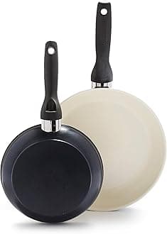 GreenPan Rio Healthy Ceramic Nonstick, Frypan Set, 8 Inch and 10 Inch, Black